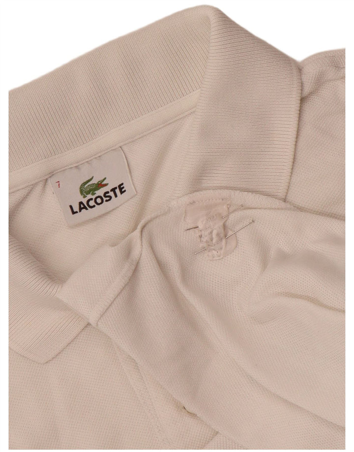 Camisa polo masculina Lacoste tamanho 7 2XL algodão branco