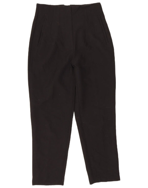 Zara Calça feminina cintura alta cônica média W28 L26 poliéster preto