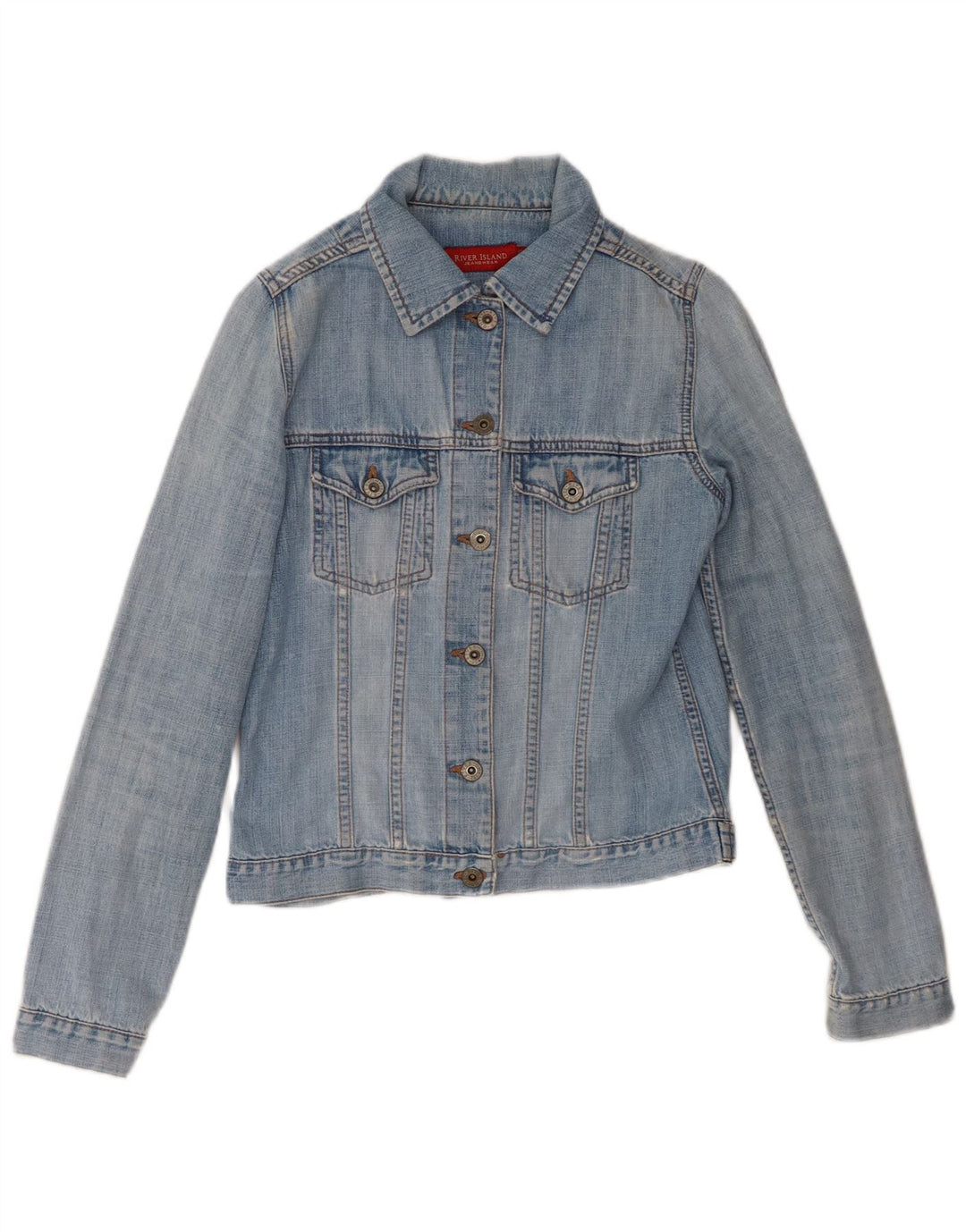 Jaqueta jeans feminina River Island Reino Unido 6 XS azul algodão