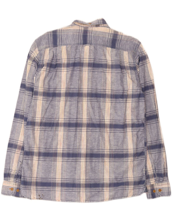 Camisa masculina Levi's de algodão xadrez azul médio
