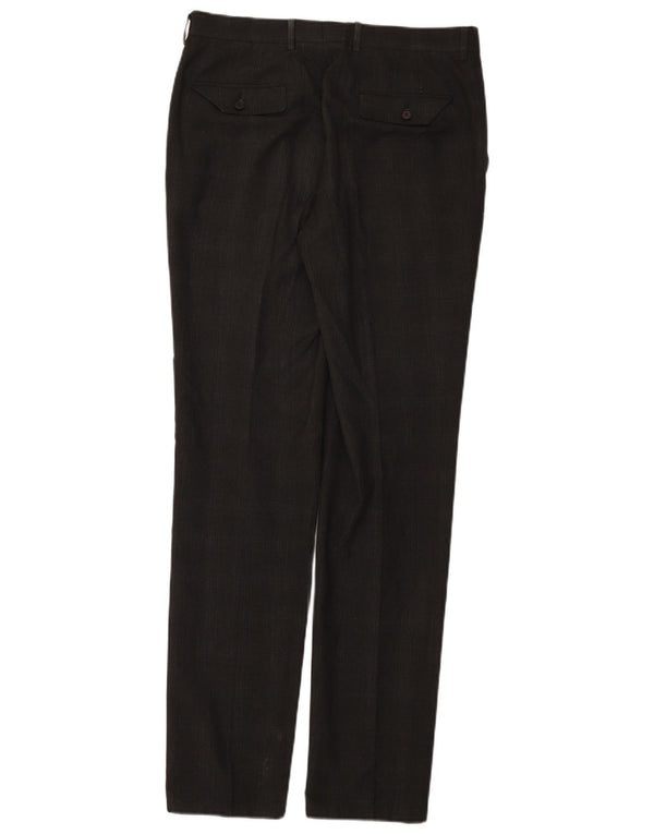 Calça masculina Marks & Spencer Super Slim Fit W32 L33 cinza xadrez