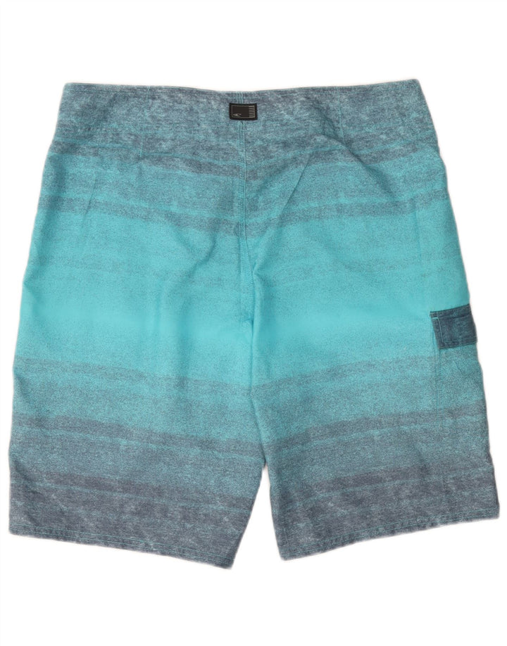 Shorts de natação masculino O'Neill poliéster listrado turquesa médio