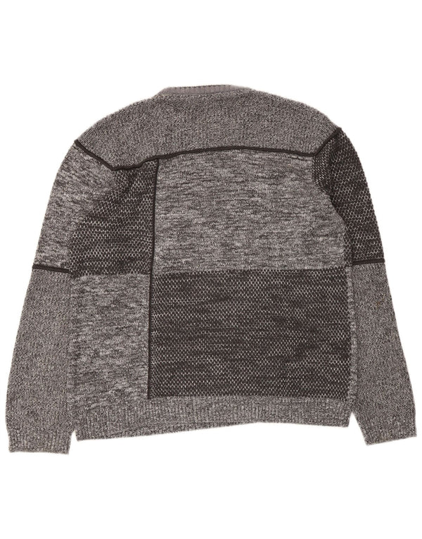 Suéter feminino Pioneer com gola redonda UK 20 2XL cinza colorblock