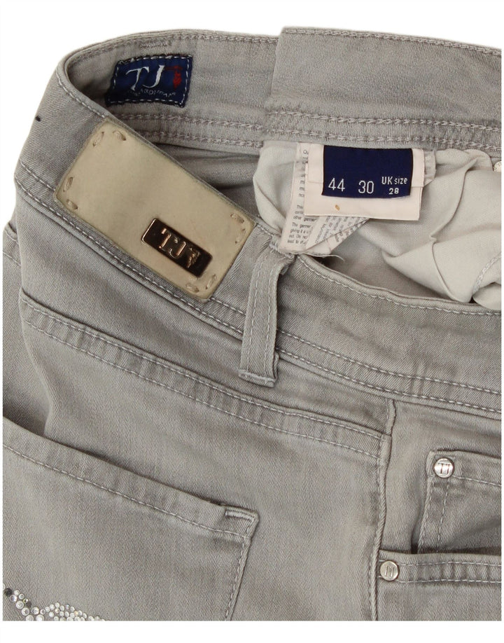 Jeans retos femininos TRUSSARDI W28 L30 algodão cinza