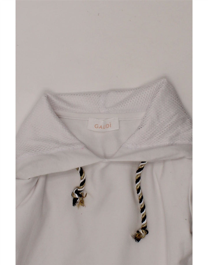GAUDI Girls Graphic Hooded A-Line Dress 3-4 Years White Cotton Vintage Gaudi and Second-Hand Gaudi from Messina Hembry 