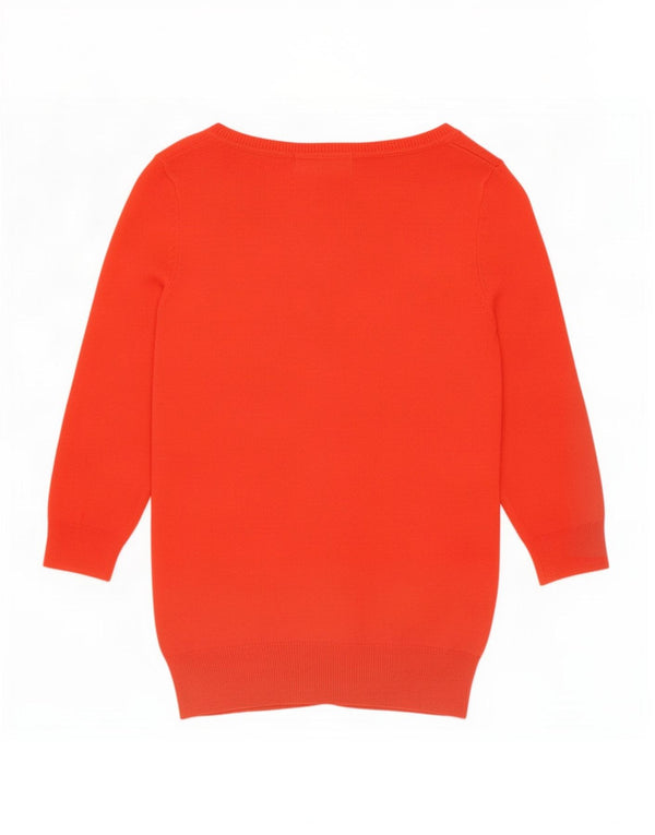Suéter cardigã feminino Zara manga 3/4 Reino Unido 12 algodão laranja médio