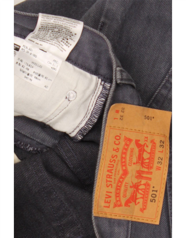 Calça jeans masculina Levi's 501 Straight W32 L32 cinza algodão