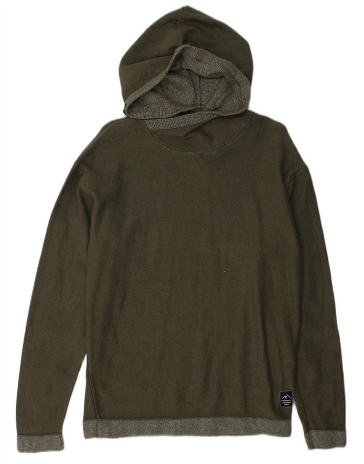 JACK & JONES Suéter masculino de algodão verde médio
