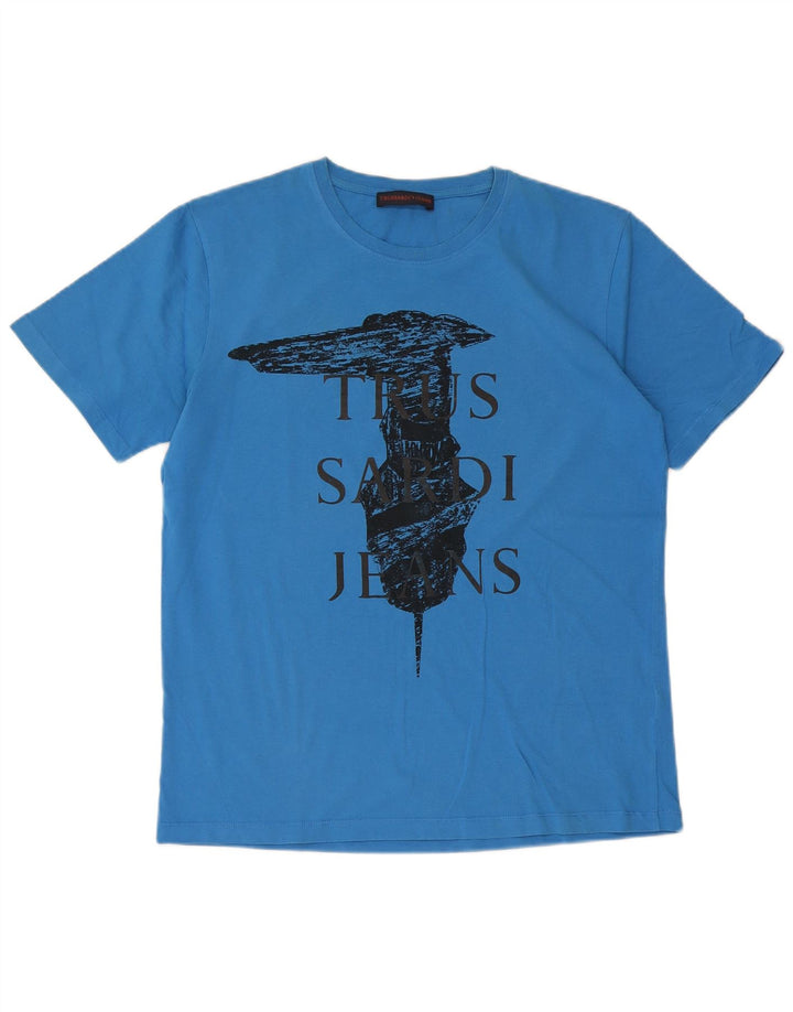 Camiseta masculina Trussardi Jeans gráfica azul médio