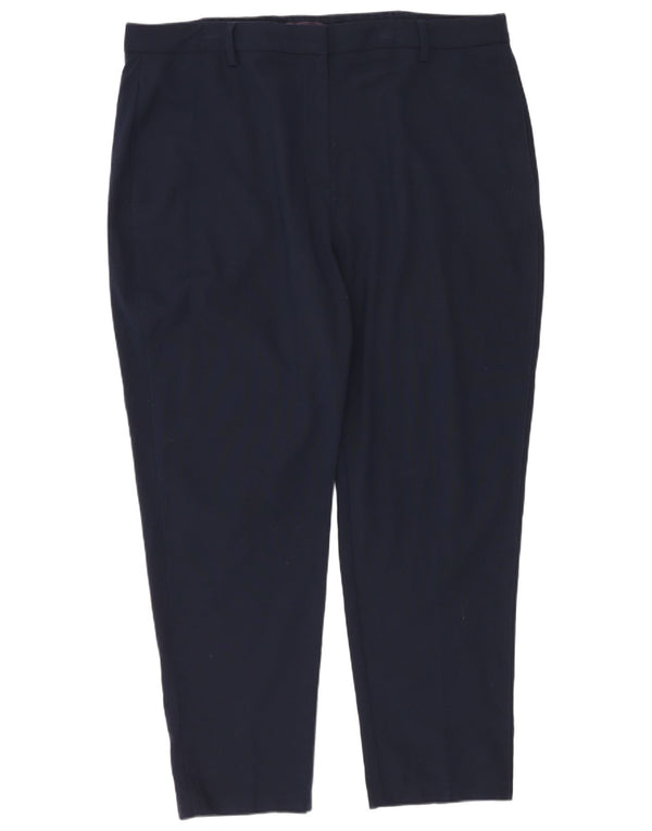 Calça Chino Feminina Marks & Spencer Reino Unido 18 XL W36 L26 Azul Marinho
