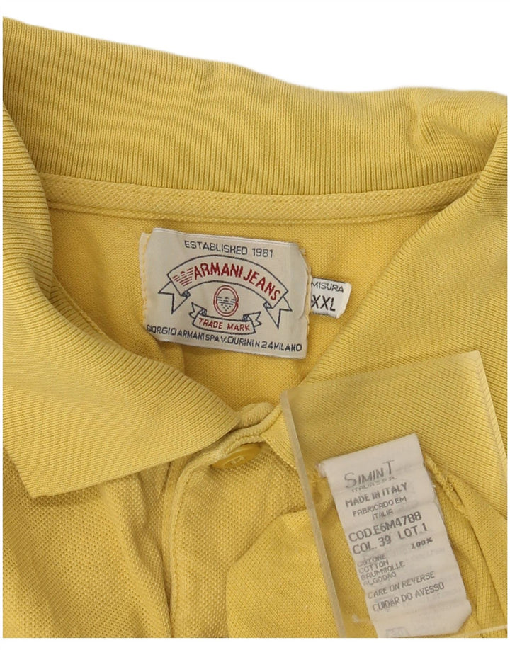 ARMANI JEANS Camisa polo masculina 2XL algodão amarelo