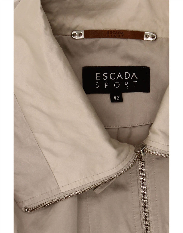 ESCADA Womens Overcoat IT 42 Medium Grey Colourblock Cotton Vintage Escada and Second-Hand Escada from Messina Hembry 