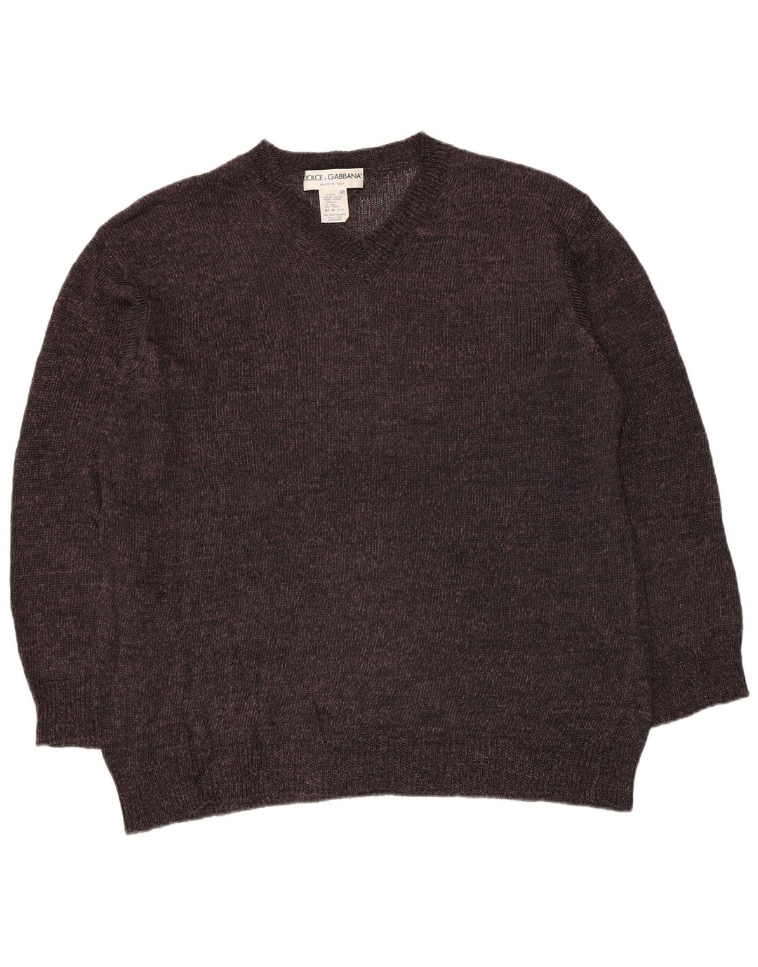 Suéter feminino Dolce & Gabbana com decote em V IT 48 XL marrom viscose