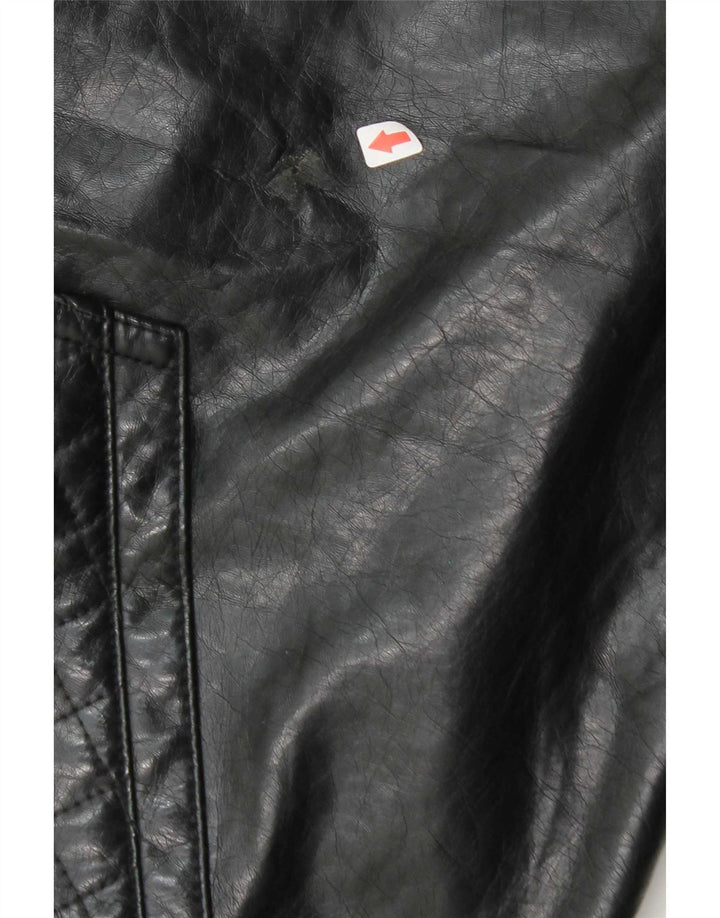 Jaqueta bomber masculina de couro sintético com capuz Ecko Unltd Reino Unido 38 médio preto