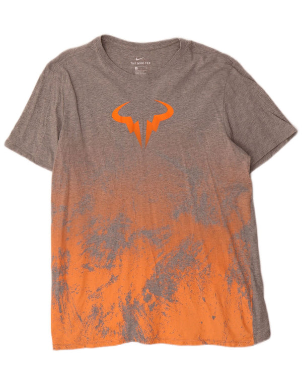 Camiseta Nike Masculina Athletic Cut Graphic Top Grande Cinza Colorblock Algodão
