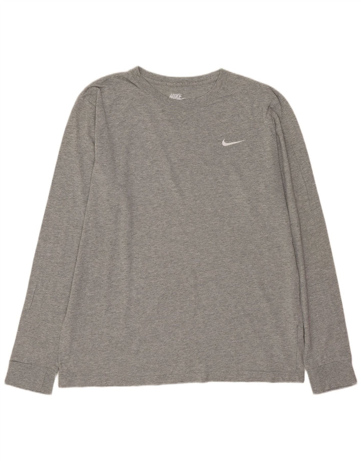 Top masculino Nike Regular Fit manga comprida grande algodão manchado cinza