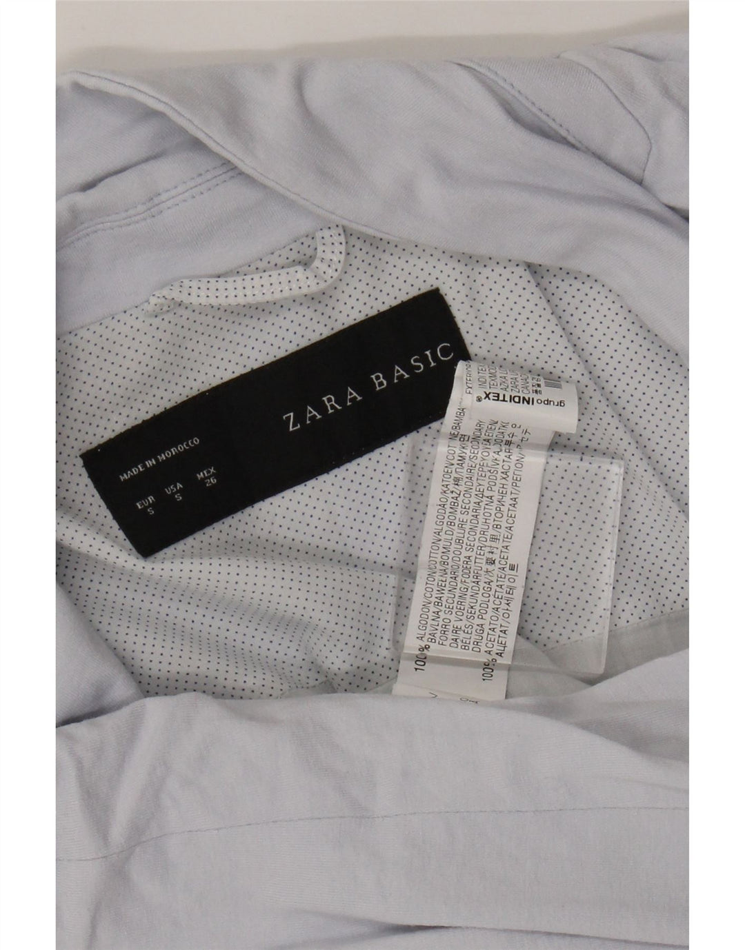 Jaqueta blazer feminina Zara com 1 botão Reino Unido 10 algodão azul pequeno
