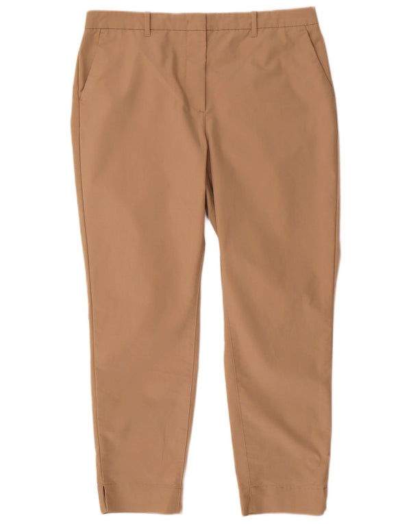 Marks & Spencer Womens Slim Chino Trousers UK 14 Large W34 L28 Brown Cotton