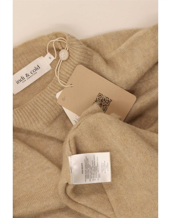 Suéter feminino Indi & Cold com gola alta e gola tartaruga Reino Unido 10 pequeno bege