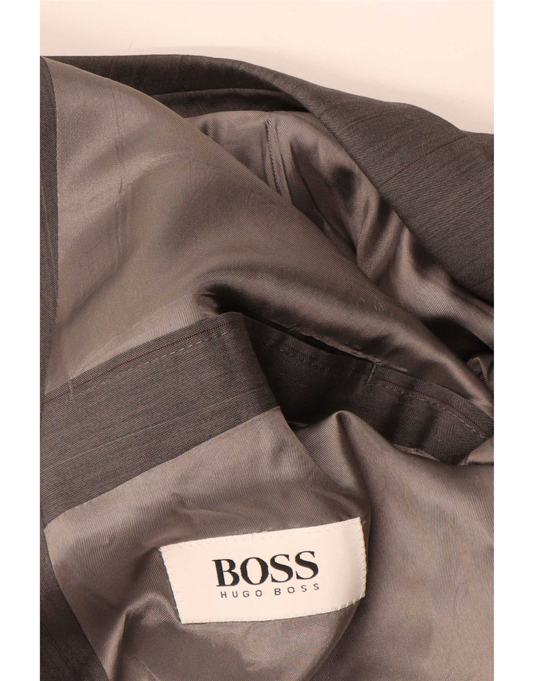 Jaqueta blazer masculina Hugo Boss com peito duplo IT 50 lã listrada cinza grande