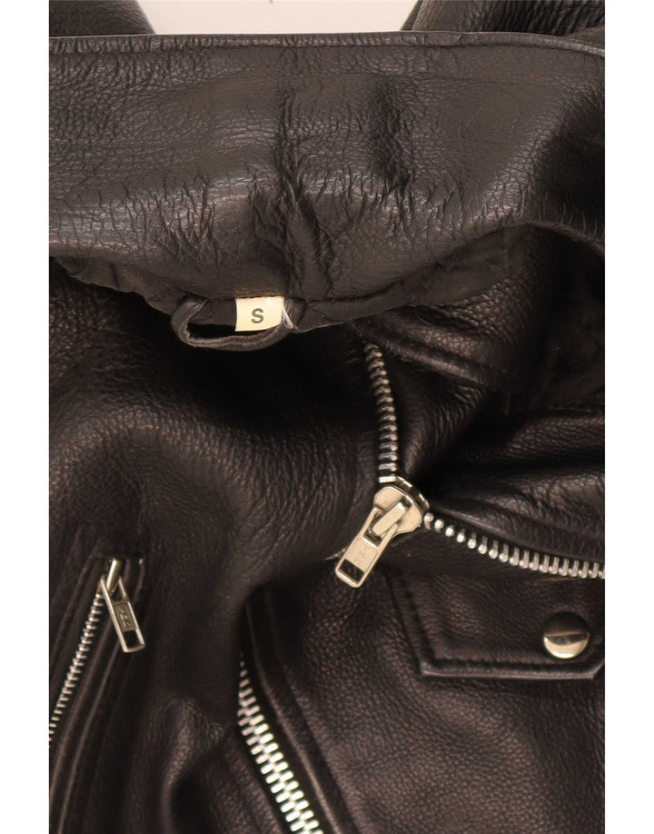Jaqueta masculina vintage de couro para motociclista UK 36 pequena preta