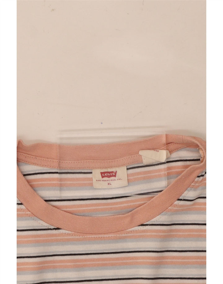 LEVI'S Womens T-Shirt Top UK 18 XL Pink Striped Vintage Levi's and Second-Hand Levi's from Messina Hembry 