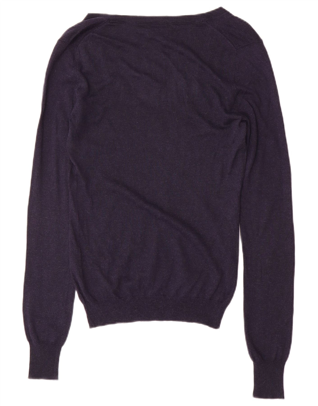 Suéter feminino Massimo Dutti com decote em V Reino Unido 12 seda azul marinho médio