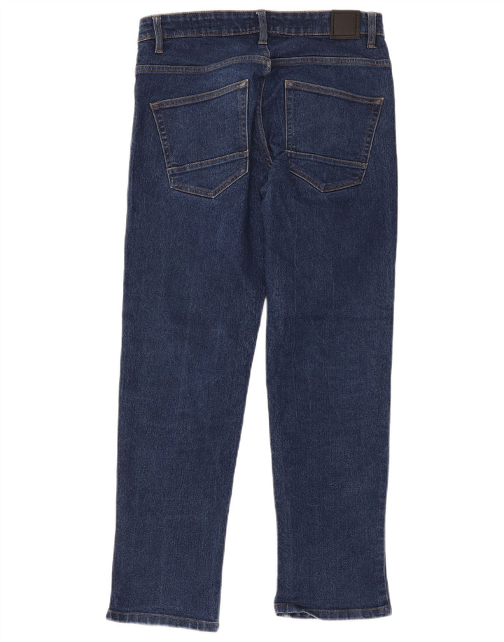 Banco Masculino Straight Jeans W30 L30 Azul Marinho Algodão
