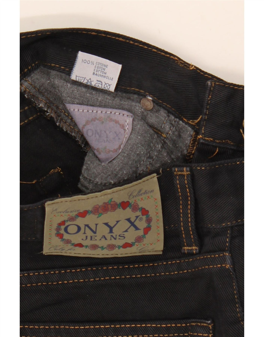 Calça jeans feminina ONYX cônica W29 L28 algodão preto