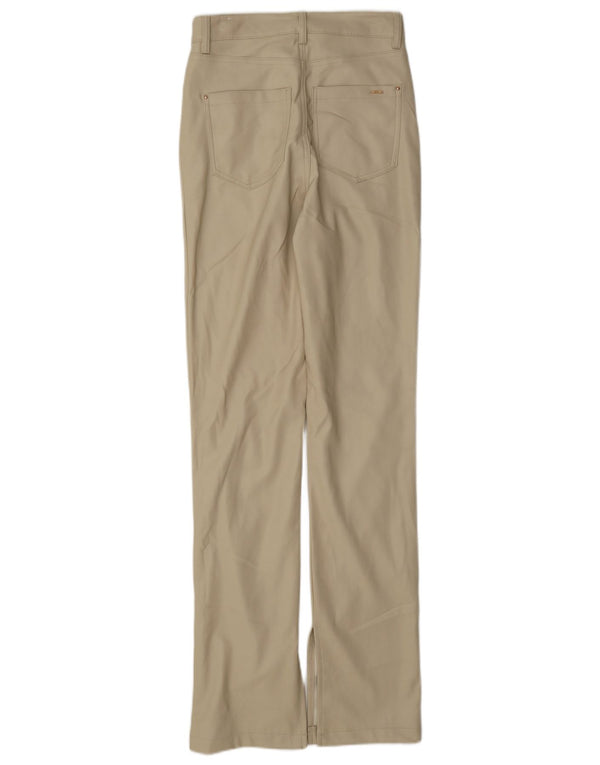 Zara Calça feminina reta de couro sintético EU 34 2XS W24 L33 Bege