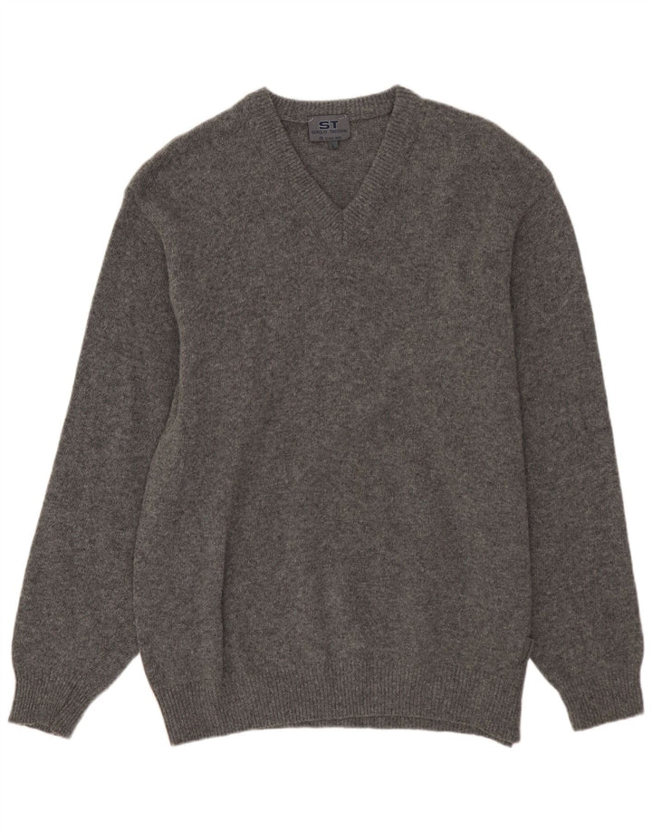 SERGIO TACCHINI Suéter masculino com decote em V grande cinza