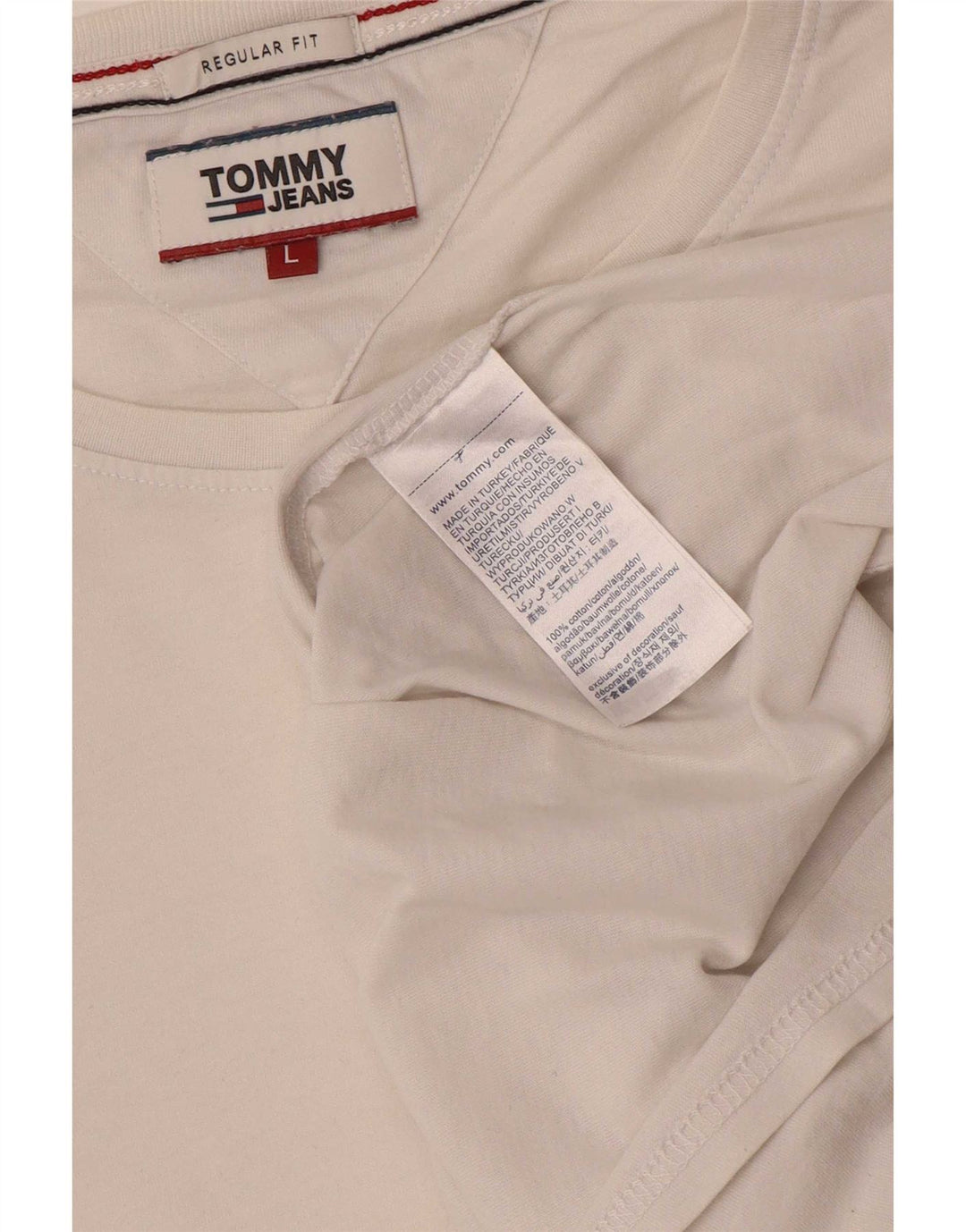 Camiseta masculina Tommy Hilfiger Regular Fit grande algodão branco