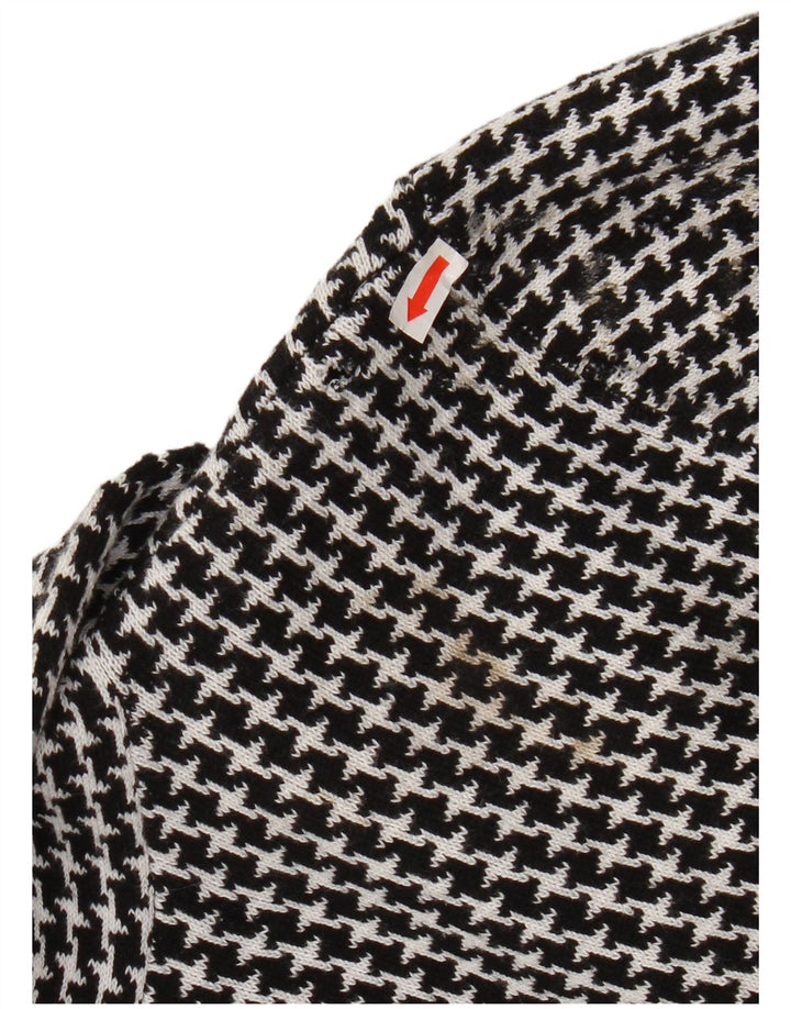 Jaqueta blazer feminina de malha com 3 botões CHAPS Reino Unido 12 médio preto Houndstooth