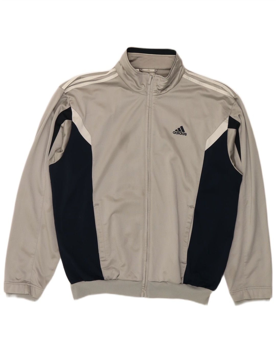 ADIDAS Mens Tracksuit Top Jacket UK 44/46 Grande Cinza Colourblock Poliéster