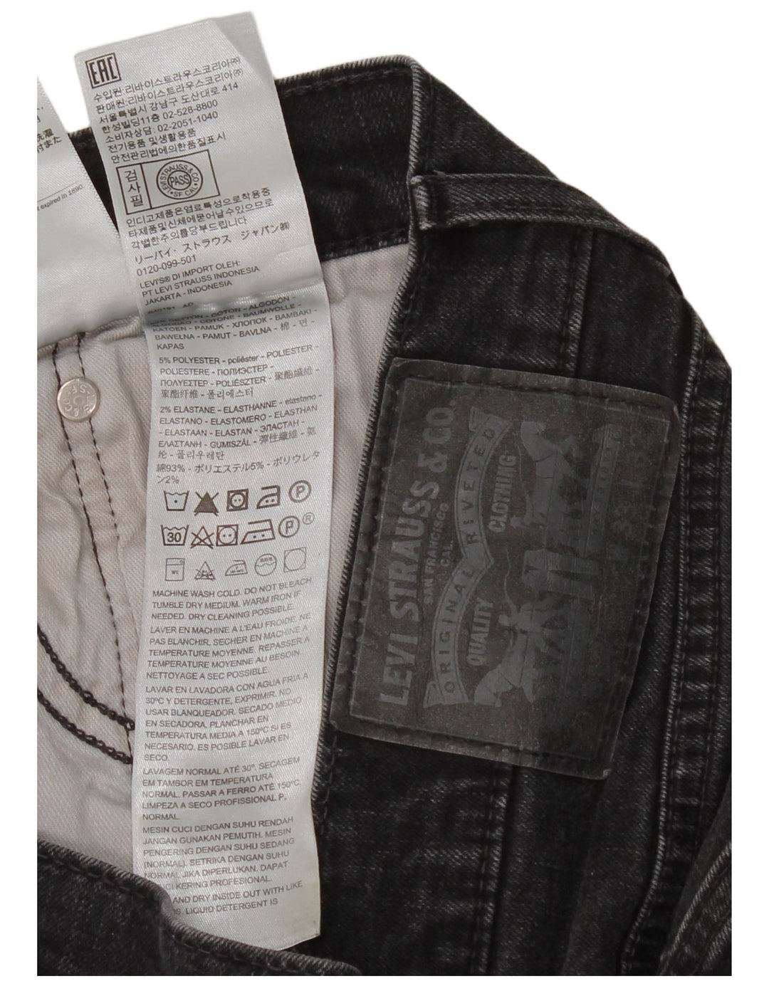 Levi's Mens Jeans Slim W33 L32 Algodão Preto