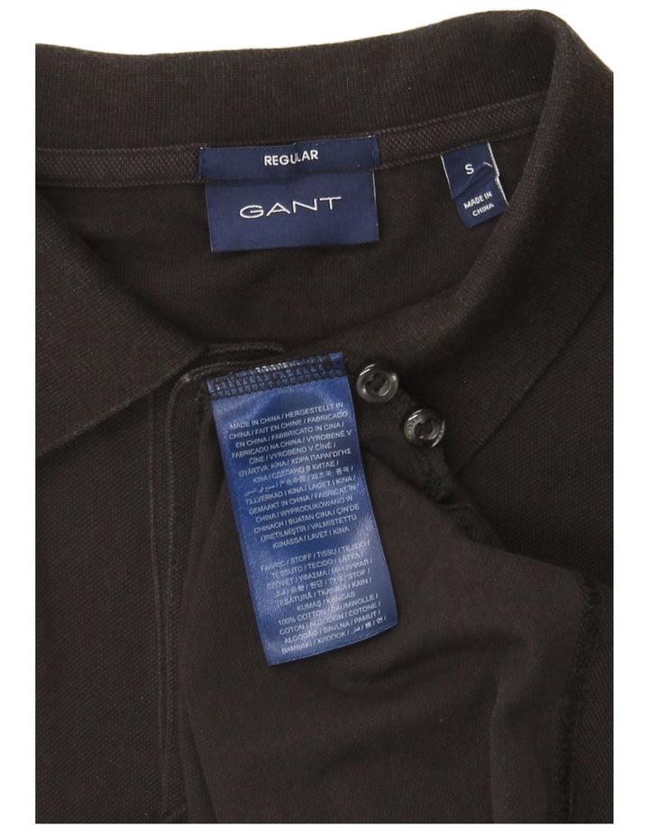 Camisa polo masculina Gant Regular Fit pequena de algodão preto