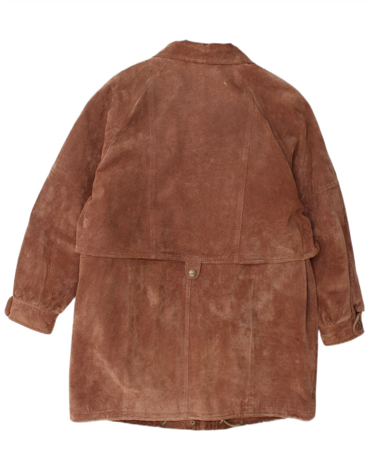 Casaco corta-vento feminino C&A Canda Suede Reino Unido 16 grande couro marrom