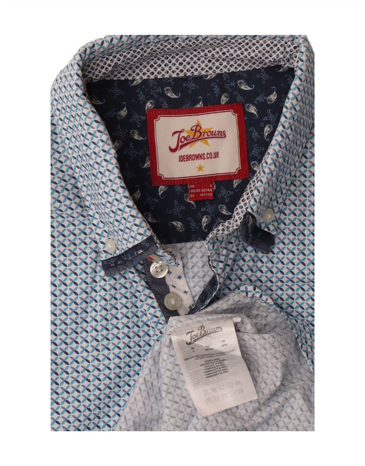 Camisa masculina JOE BROWNS grande algodão geométrico azul