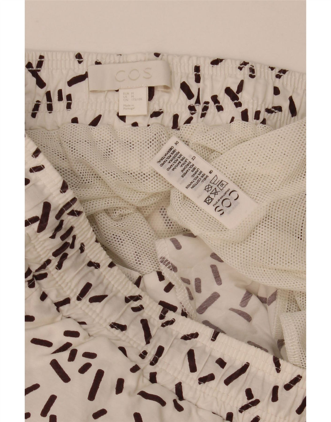 Cos Shorts de natação masculino médio algodão geométrico branco