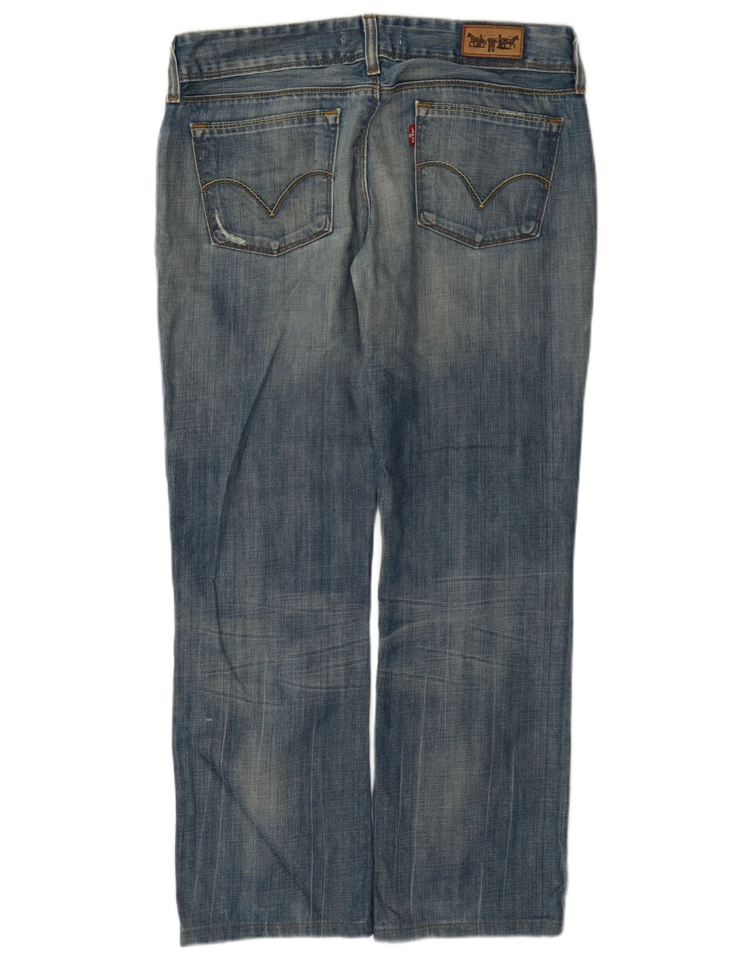 Calça Jeans Levis Feminina 570 Distressed Straight W32 L28 Azul Algodão