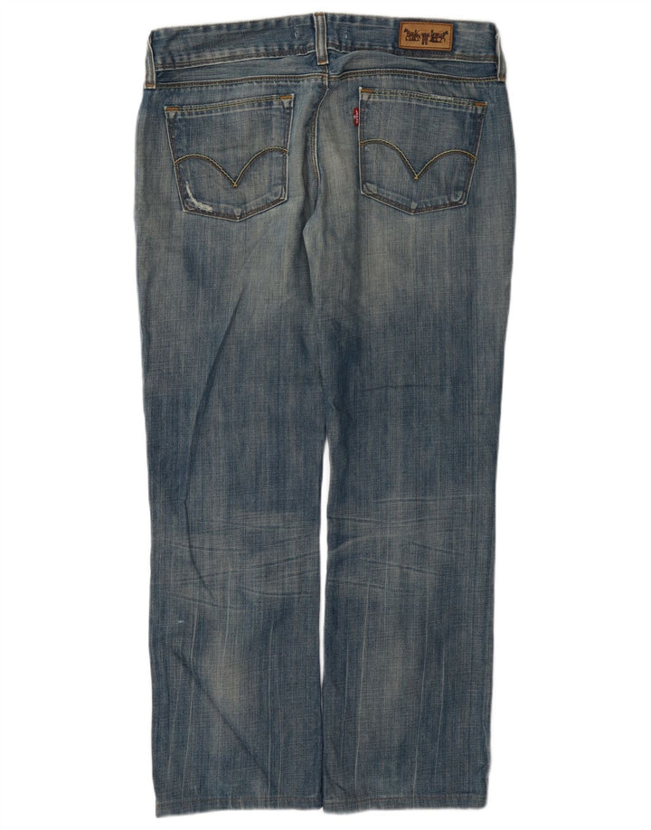 Calça Jeans Levis Feminina 570 Distressed Straight W32 L28 Azul Algodão