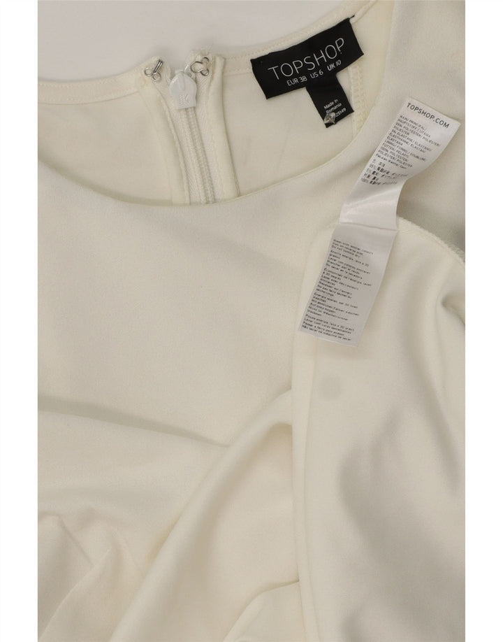 Vestido feminino Topshop com bainha sem mangas Reino Unido 10 poliéster branco pequeno