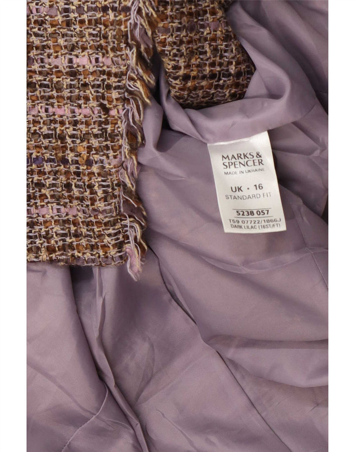 Jaqueta blazer feminina de 1 botão Marks & Spencer Reino Unido 16 grande xadrez roxo