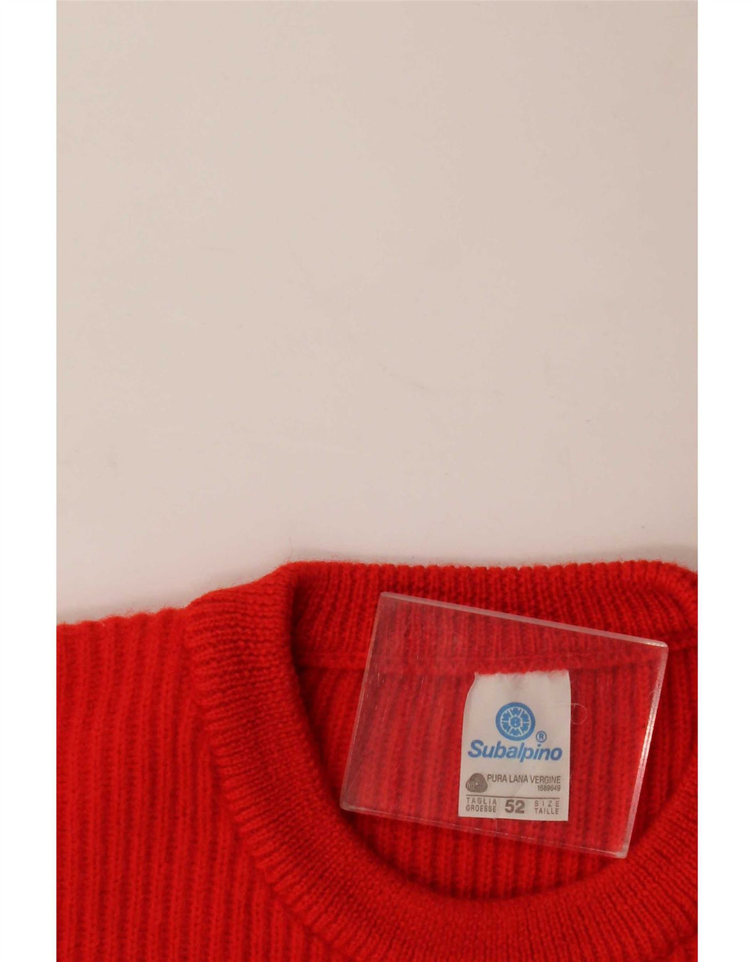 Suéter masculino vintage com gola redonda IT 52 grande lã vermelha