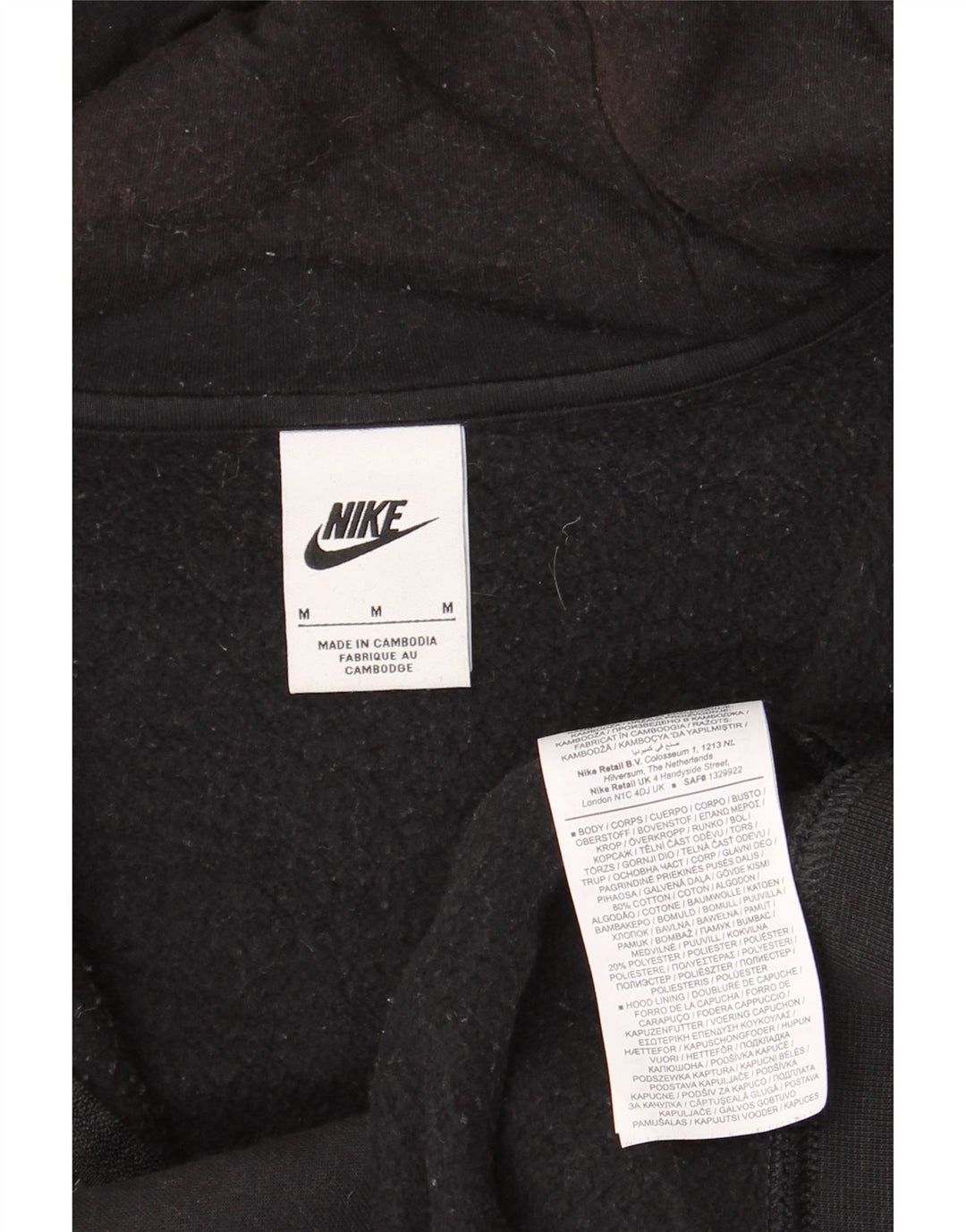 Suéter Nike masculino com capuz e zíper médio preto algodão