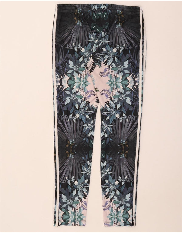 Calça de treino feminina Adidas UK 14 grande poliéster floral multicolorido