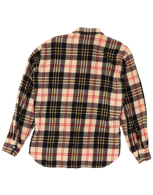 Camisa masculina vintage de flanela média xadrez multicolorida