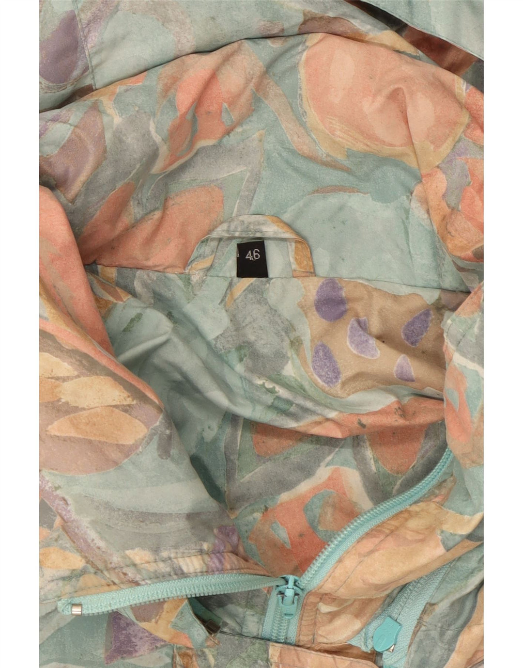 Jaqueta de chuva feminina vintage com capuz IT 46 grande floral multicolorido