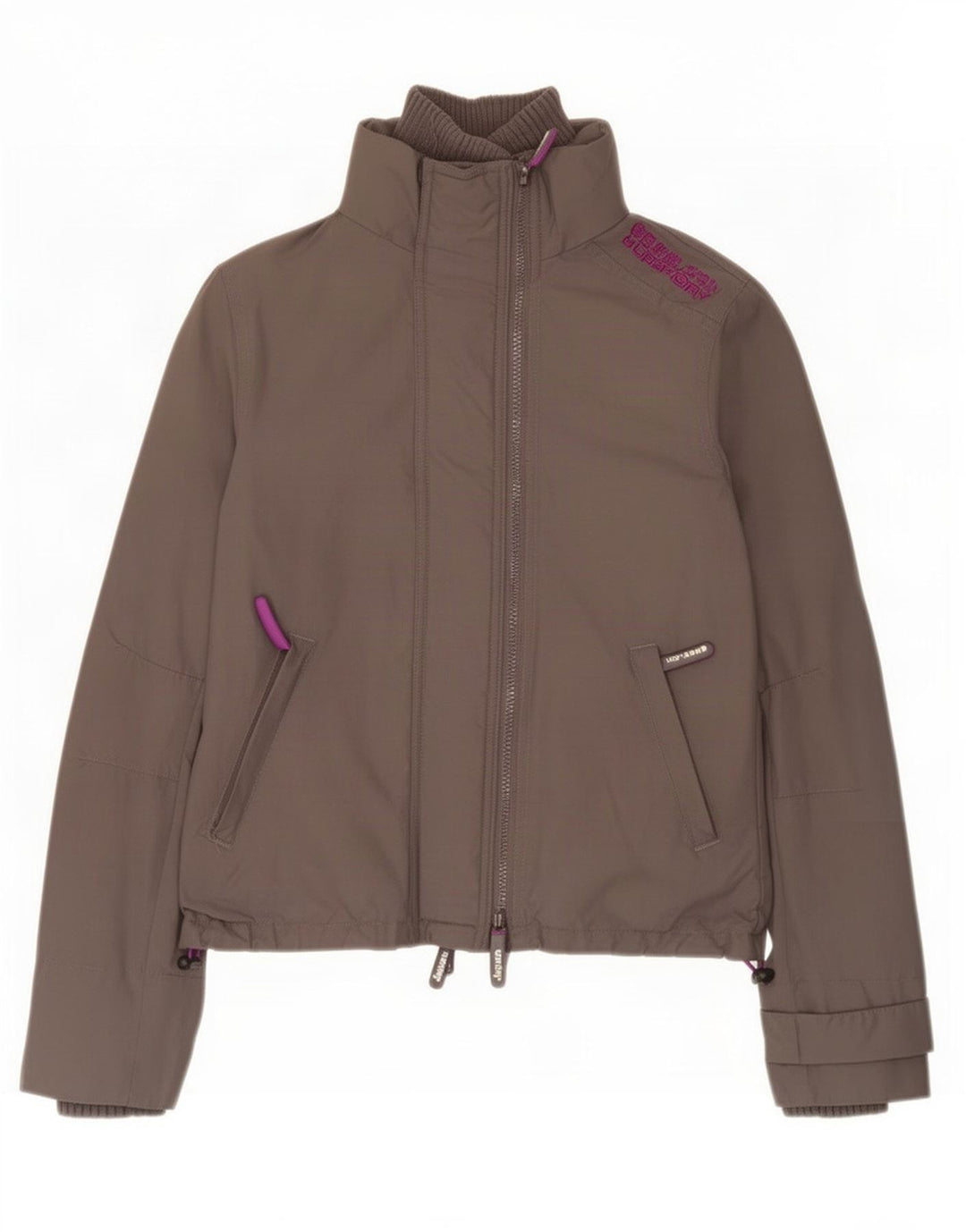 Jaqueta corta-vento feminina Superdry The Windcheater Graphic UK 10 pequena cinza