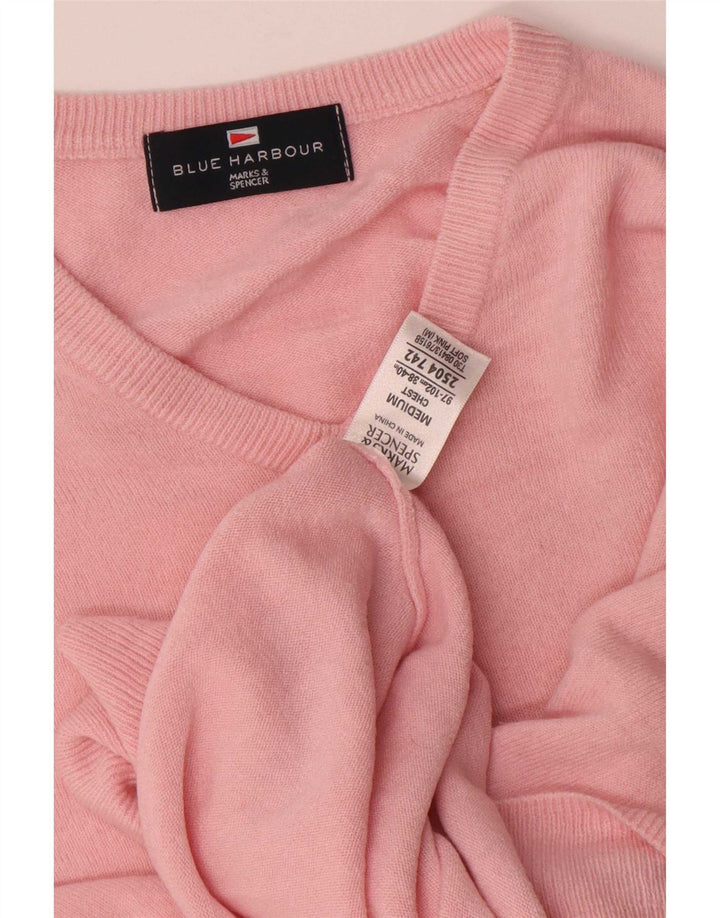 Suéter masculino Marks & Spencer Blue Harbor com decote em V acrílico rosa médio